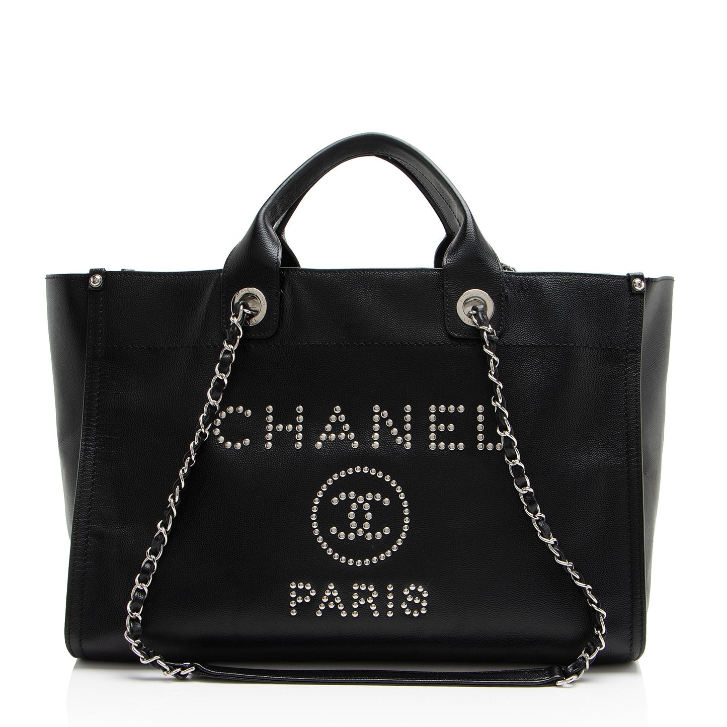 Chanel Caviar Leather Studded Deauville Large Tote