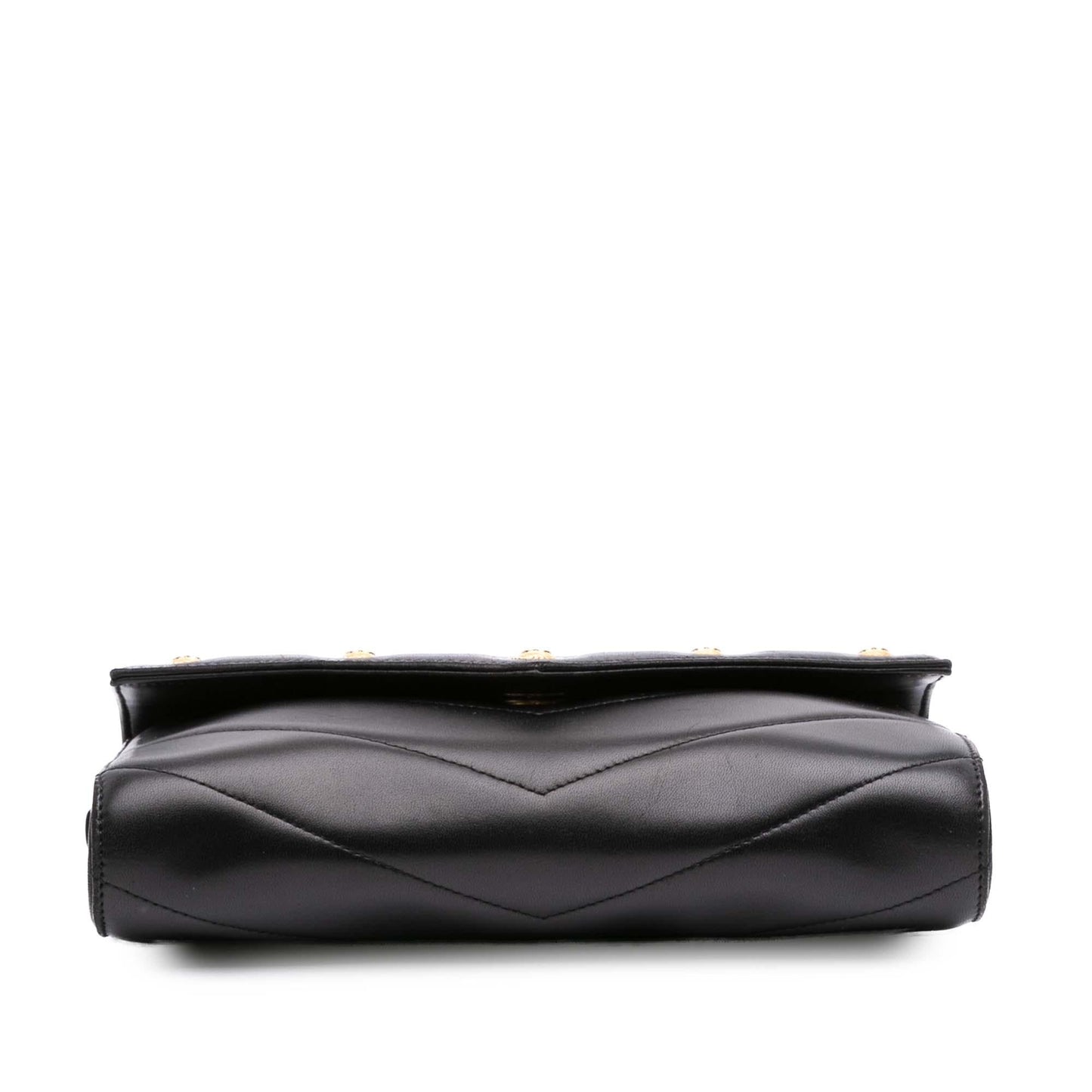 Chanel Chevron Lambskin CC Medallion Button Flap Clutch