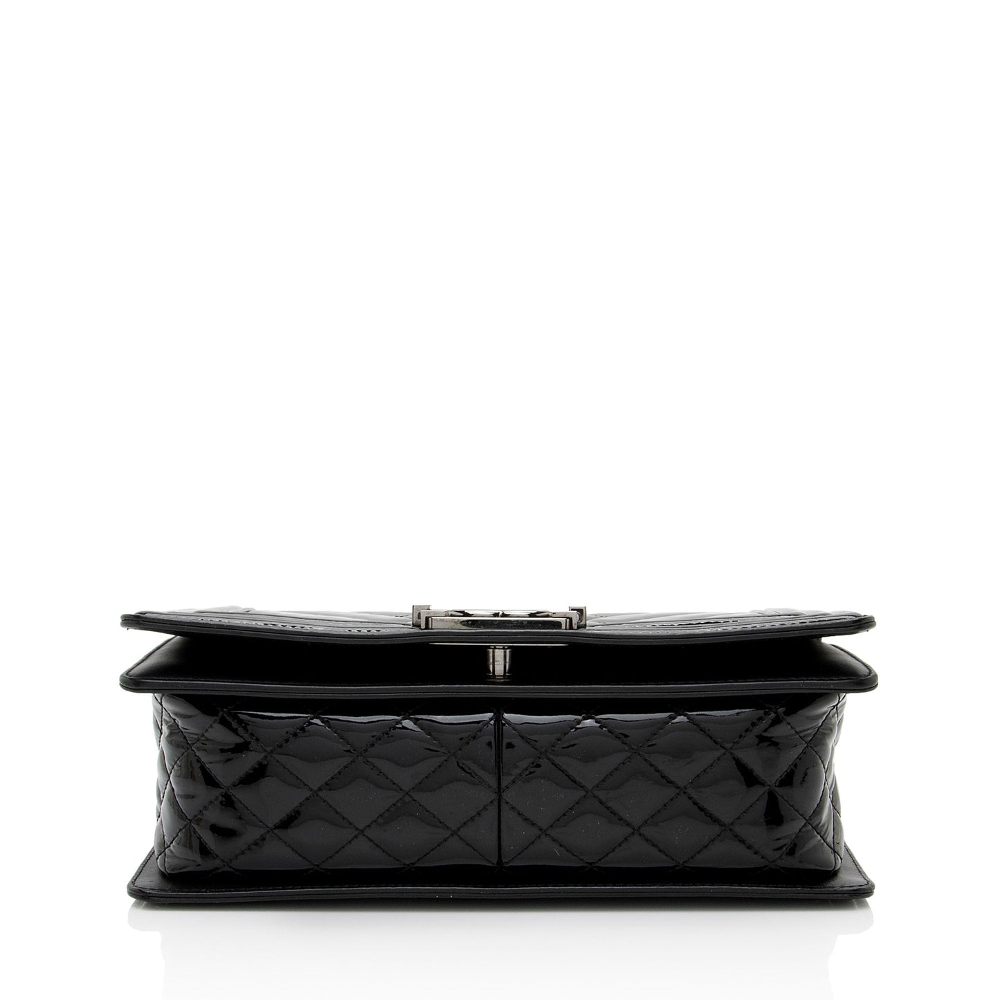 Chanel Chevron Patent Leather Old Medium Boy Bag