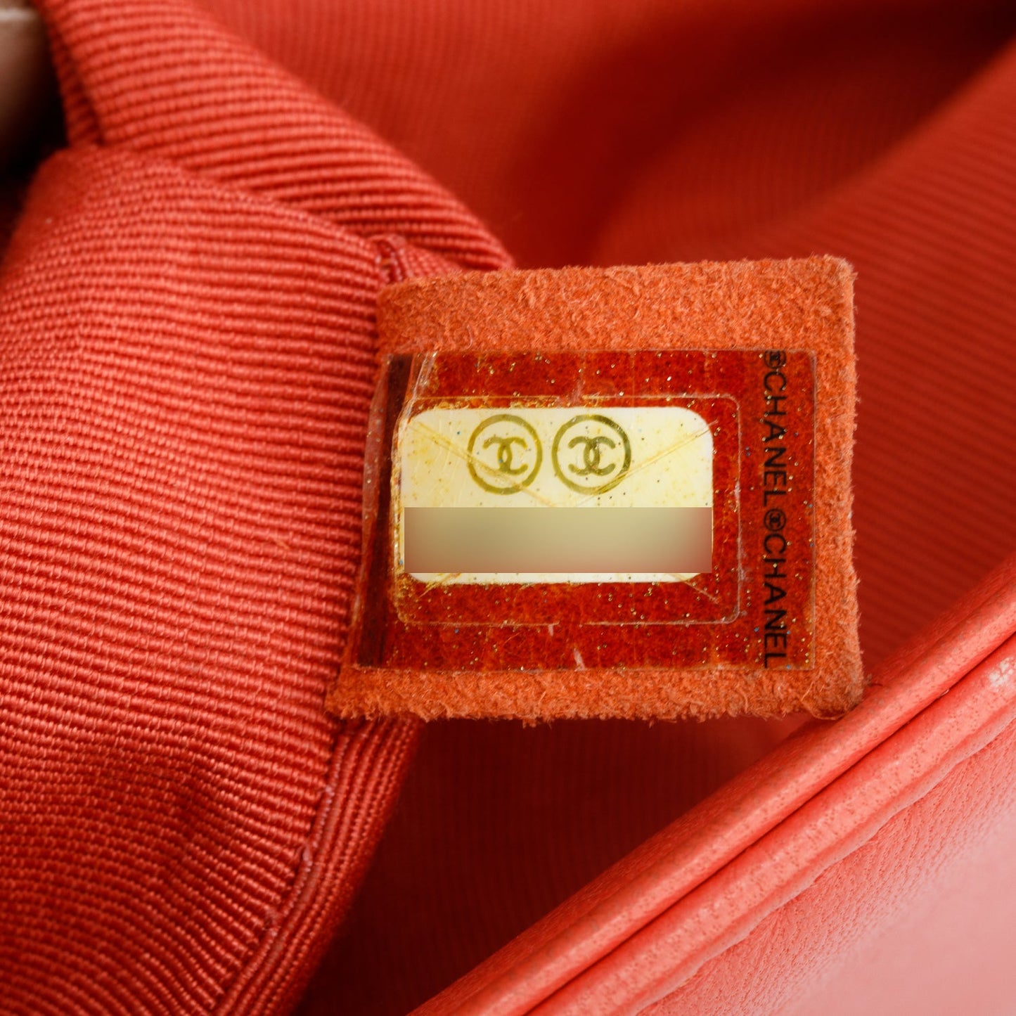 Chanel Coral Calfskin Leather Tweed Medium Boy Bag