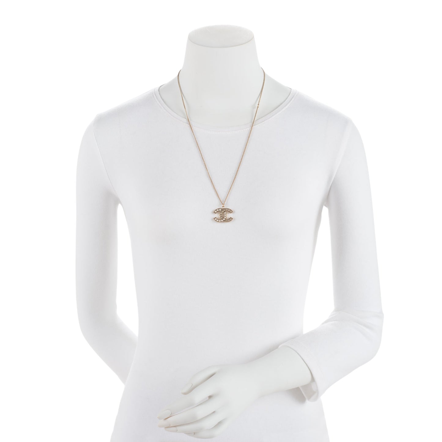Chanel Crystal Pearl CC Necklace (SHF-RxHf2H)
