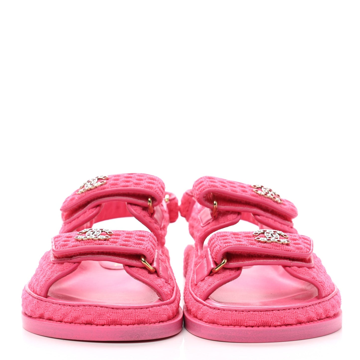 CHANEL KNIT FABRIC VELCRO DAD SANDLAS