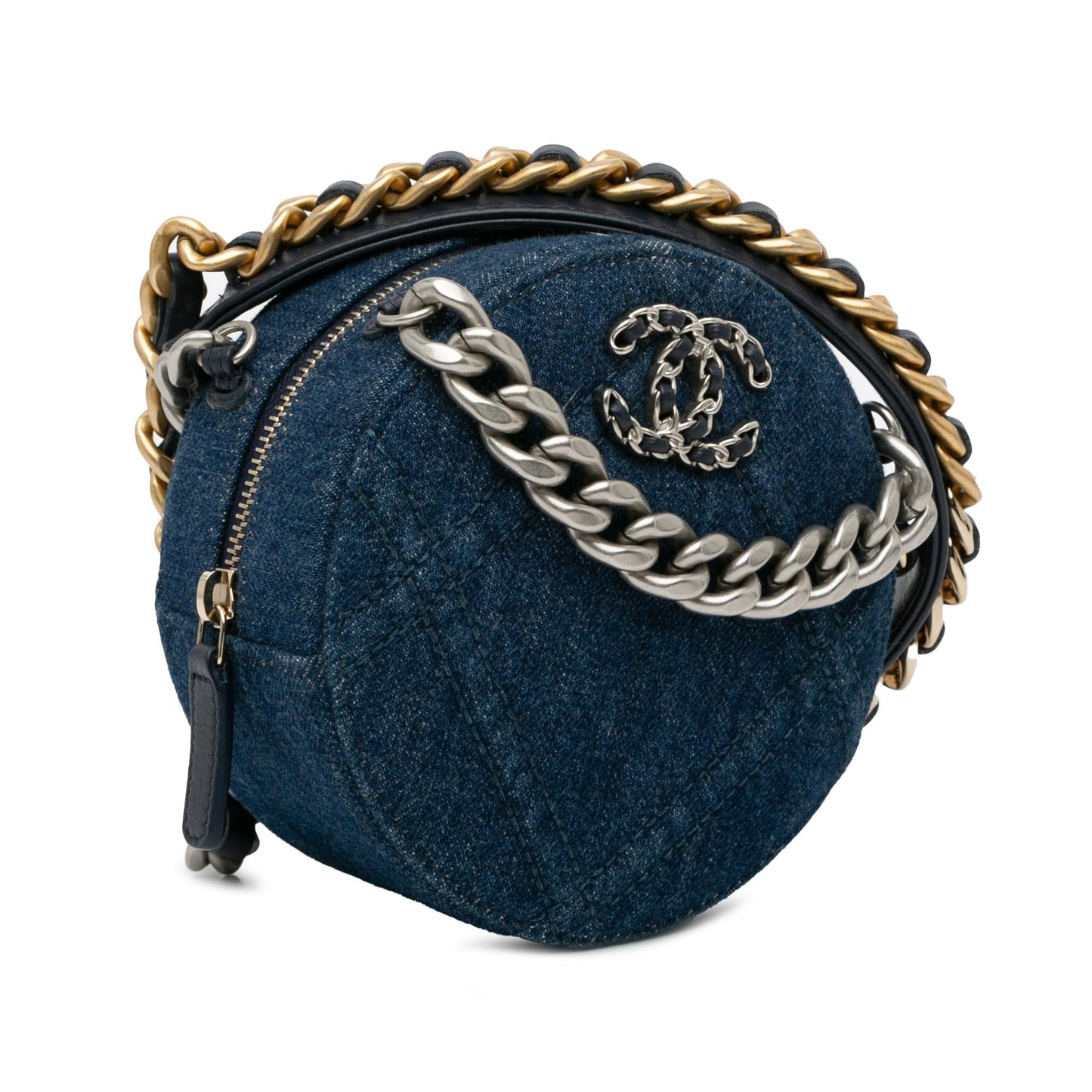 Chanel Denim 19 Round Clutch with Chain (SHG-fQ2FVc)