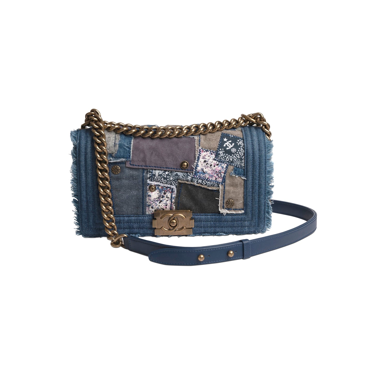 Chanel Denim Patchwork Medium Boy Bag