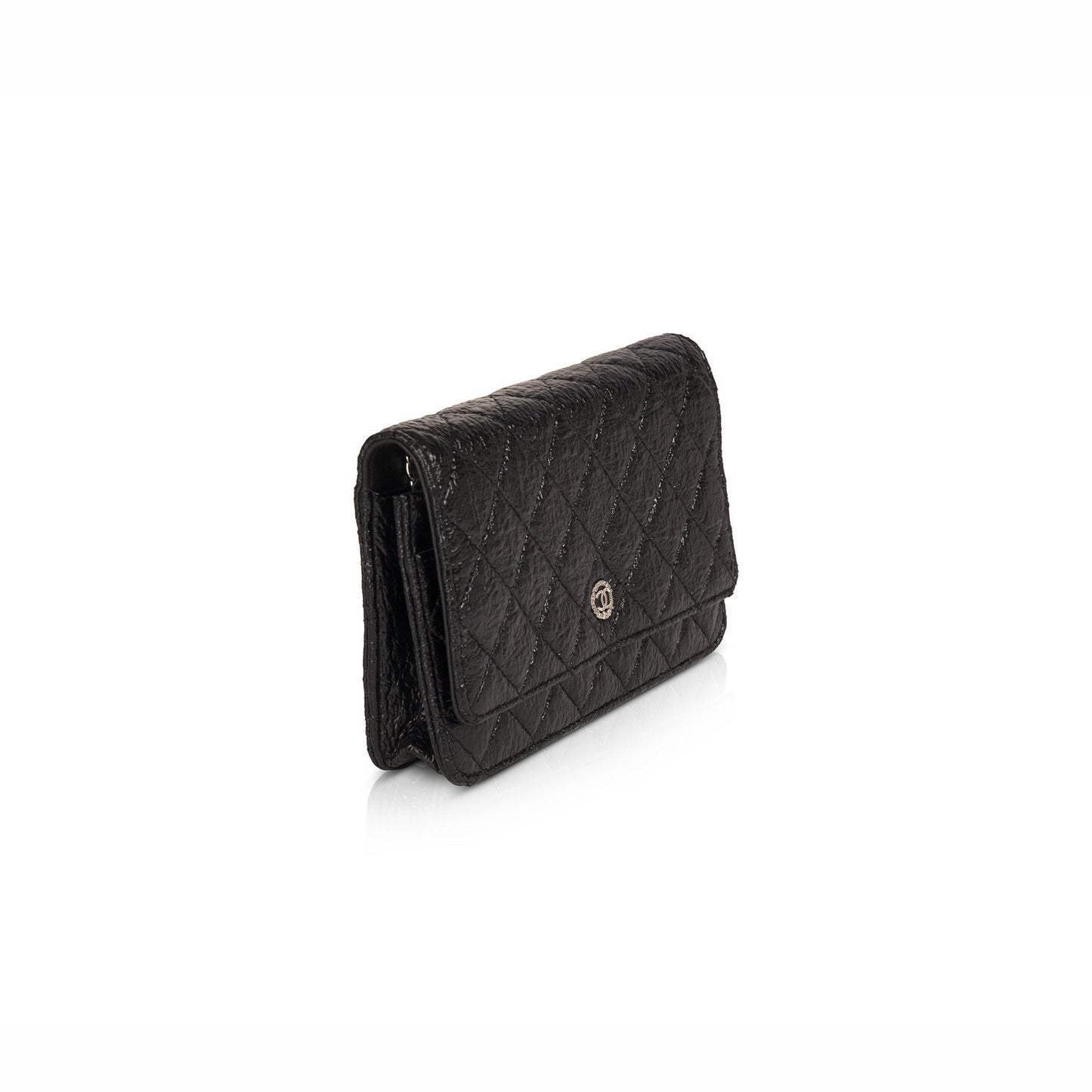 Chanel Distressed Patent Classic Wallet on Chain