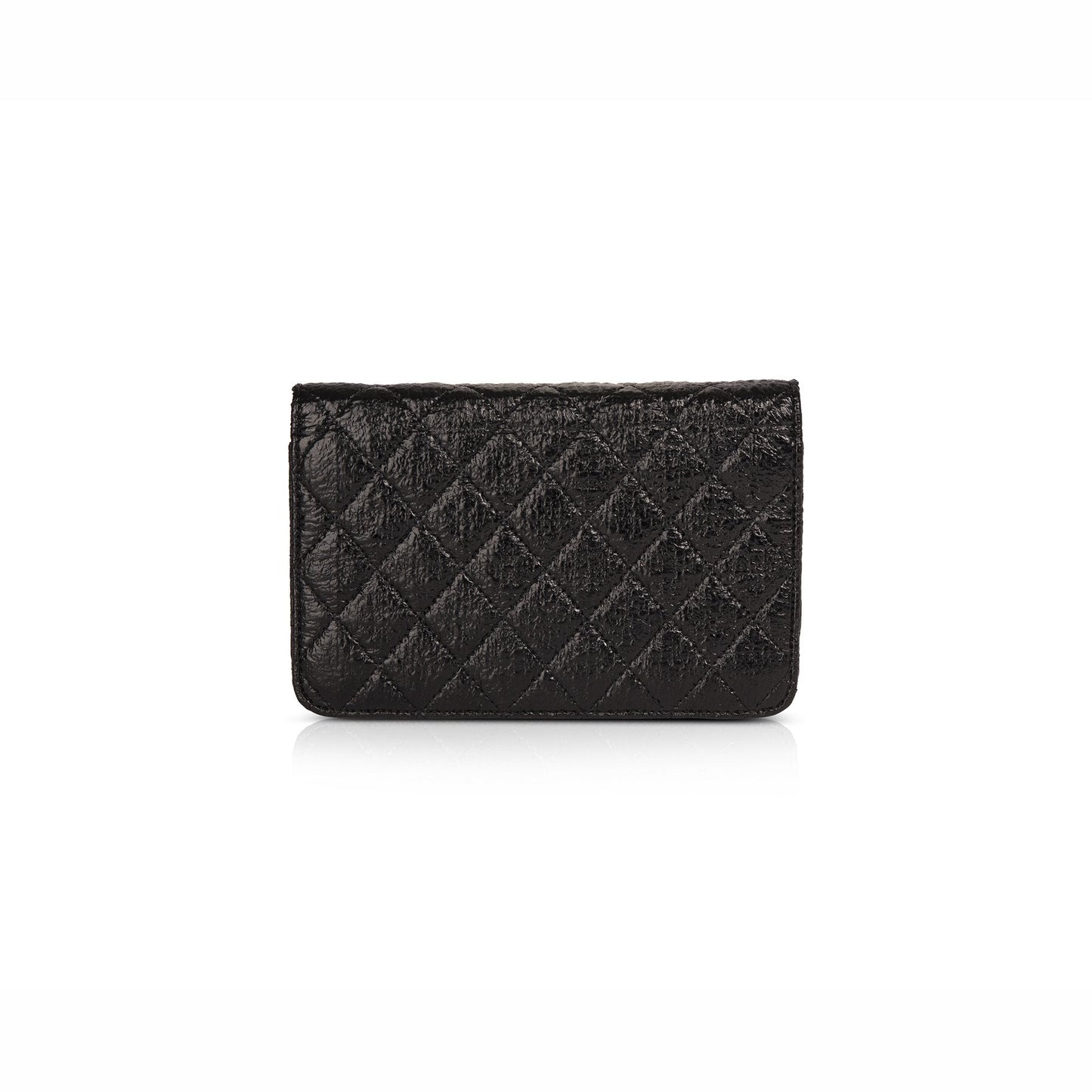 Chanel Distressed Patent Classic Wallet on Chain