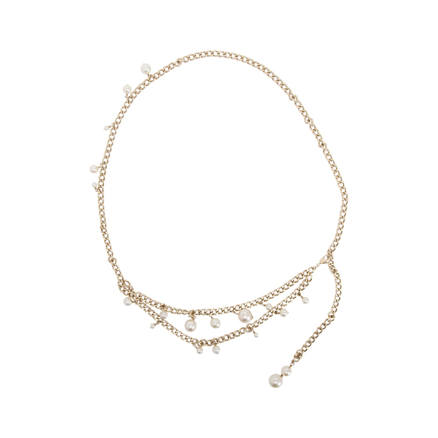 Chanel Faux Pearl & Strass Chain-Link Belt