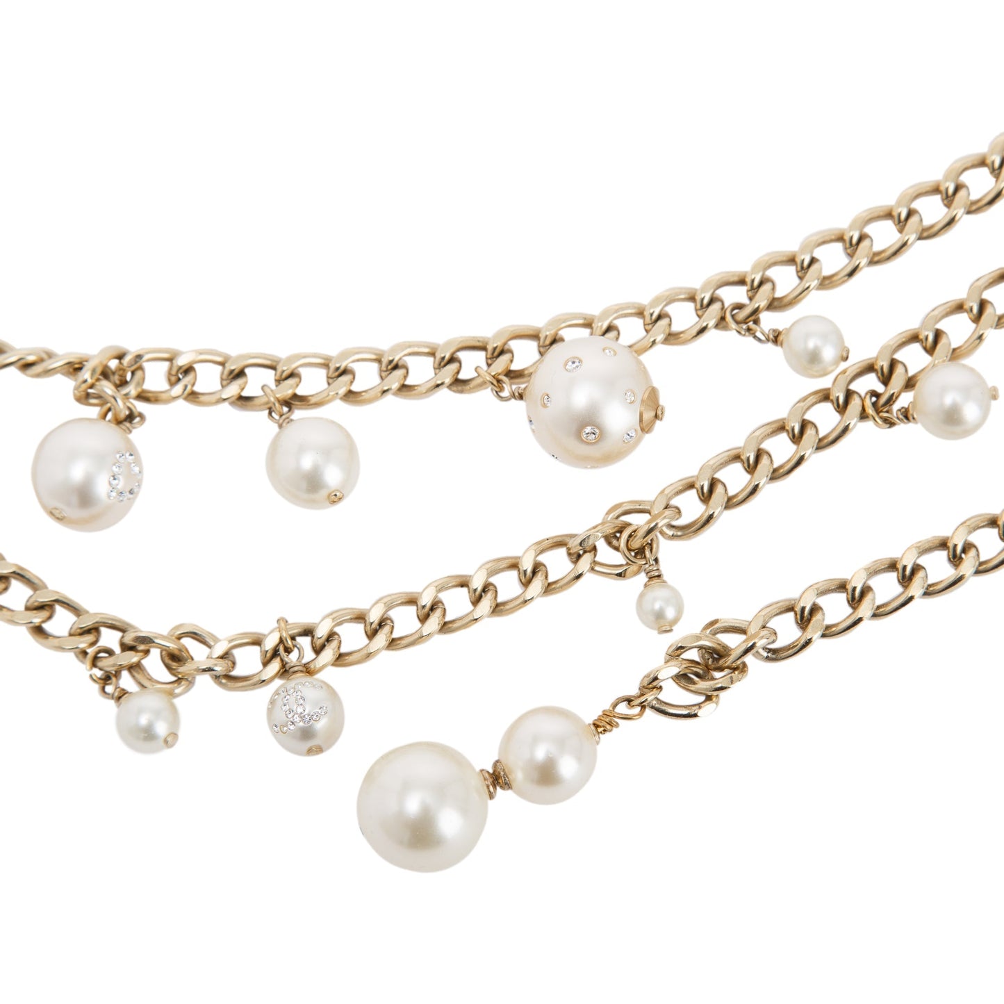 Chanel Faux Pearl & Strass Chain-Link Belt