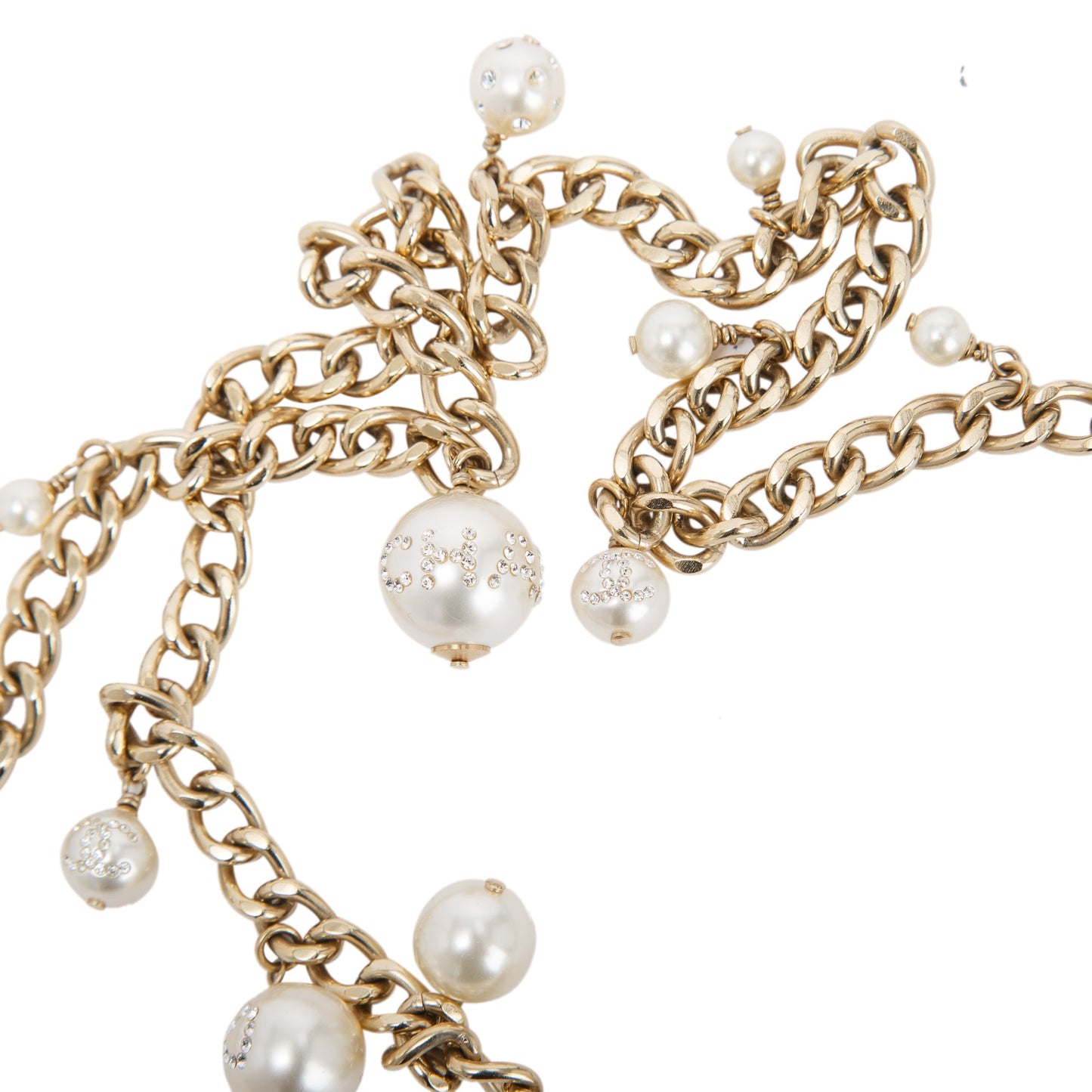 Chanel Faux Pearl & Strass Chain-Link Belt