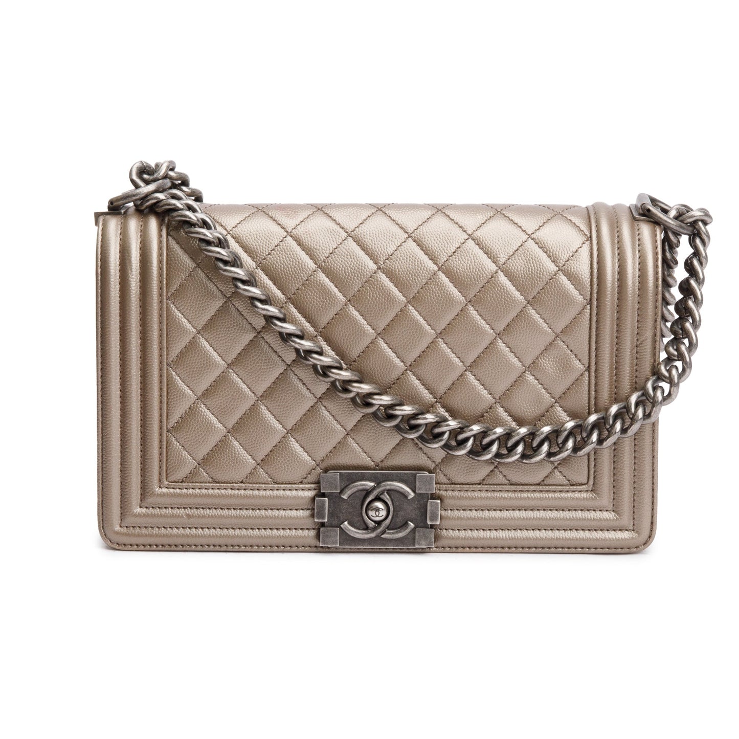 Chanel Gold Metallic Caviar Leather Medium Boy Bag