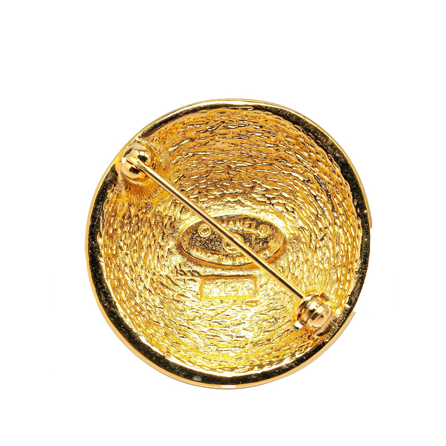 Chanel Gold Plated CC Quilted Brooch (SHG-YLtXGY)