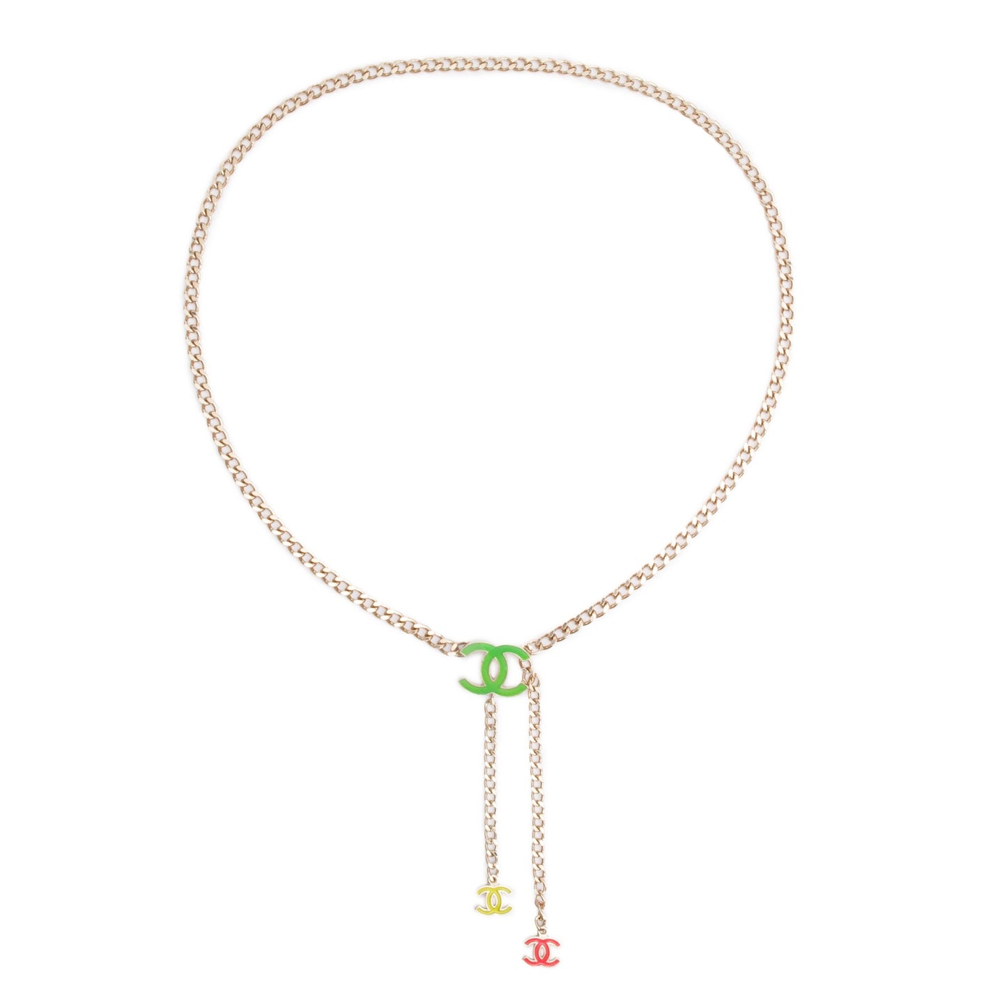 Chanel Gold Plated Enamel CC Logo Waist Belt
