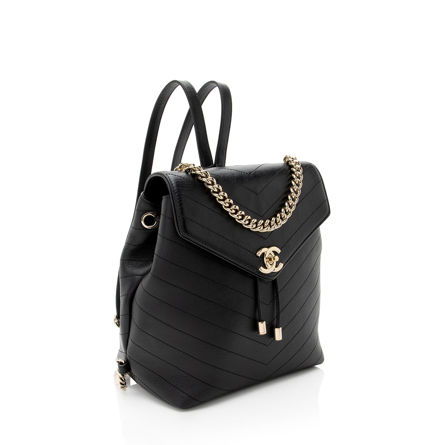 Chanel Chevron Grained Calfskin CC Backpack