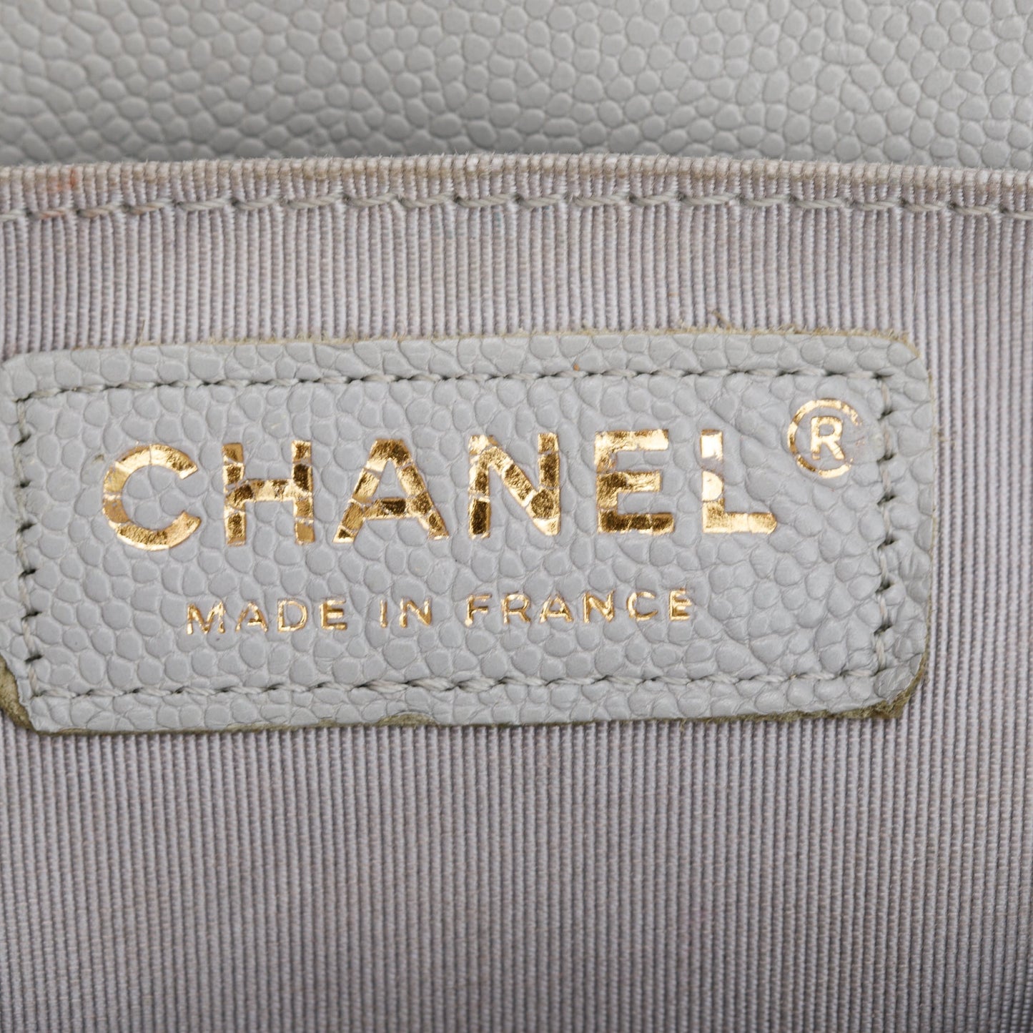 Chanel Grey Caviar Leather Medium Boy Bag
