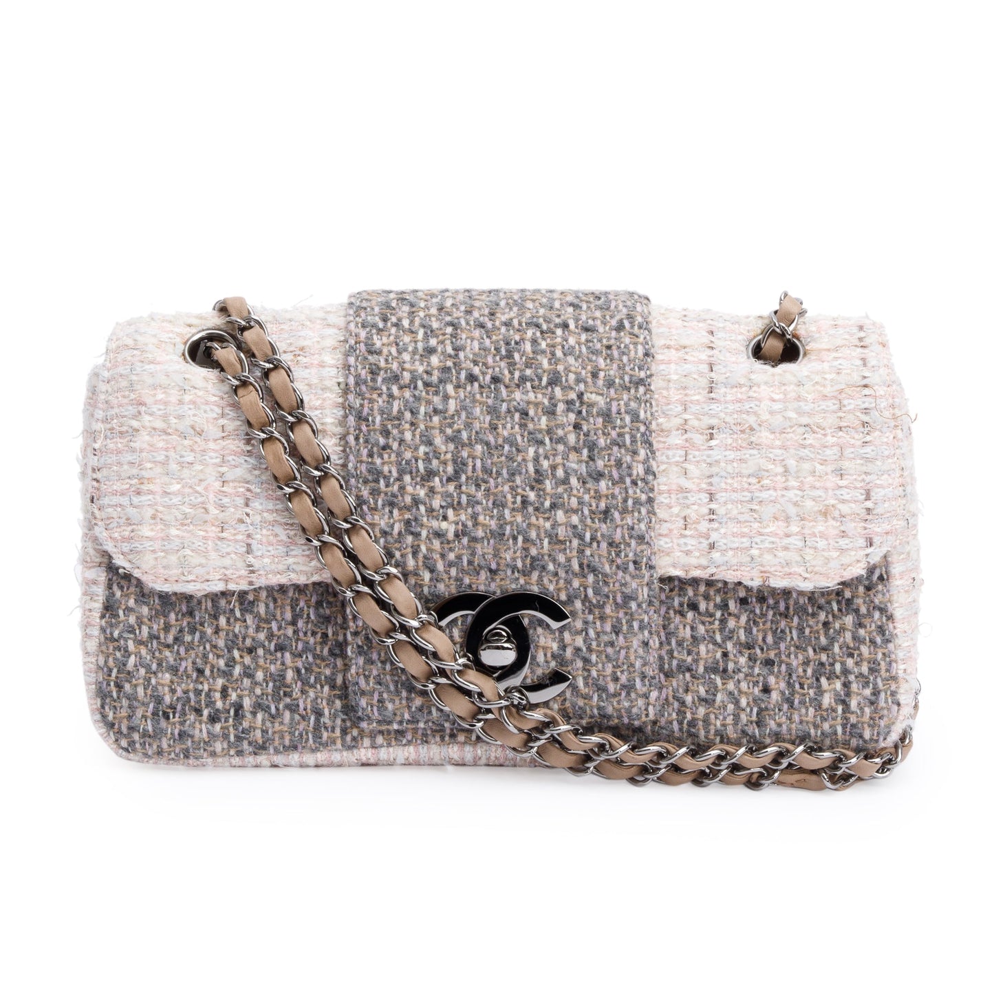 Chanel Grey Multicolor Tweed Medium Fantasy Flap Bag