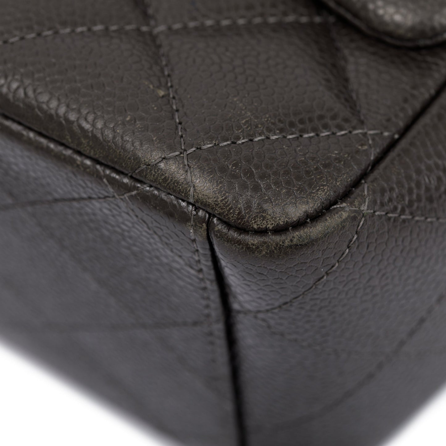 Chanel Grey Quilted Caviar Leather Classic Maxi Double Flap Bag