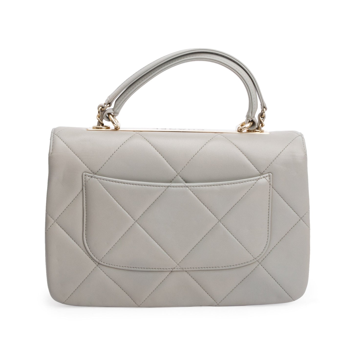 Chanel Grey Quilted Lambskin Trendy CC Medium Top Handle Flap Bag