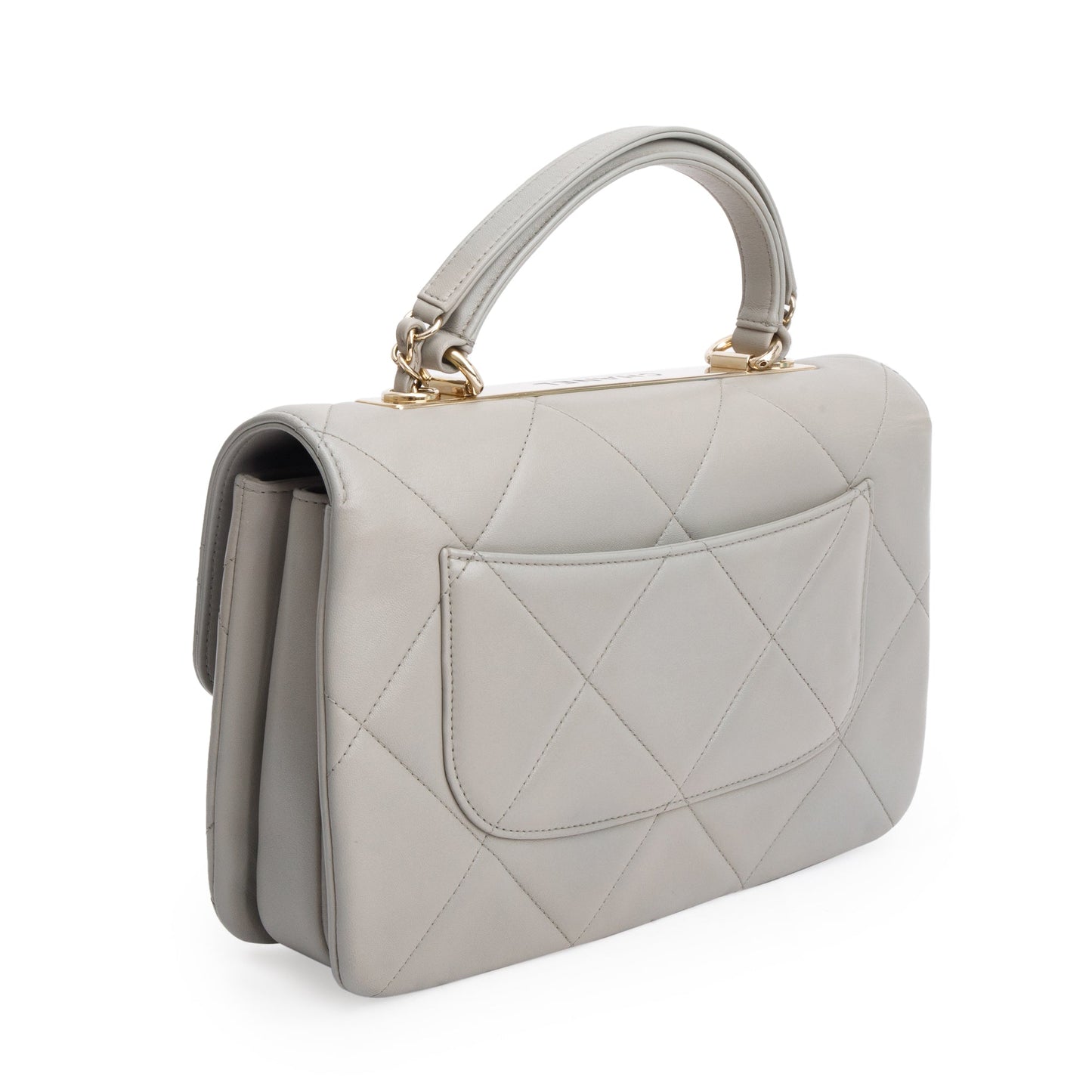 Chanel Grey Quilted Lambskin Trendy CC Medium Top Handle Flap Bag