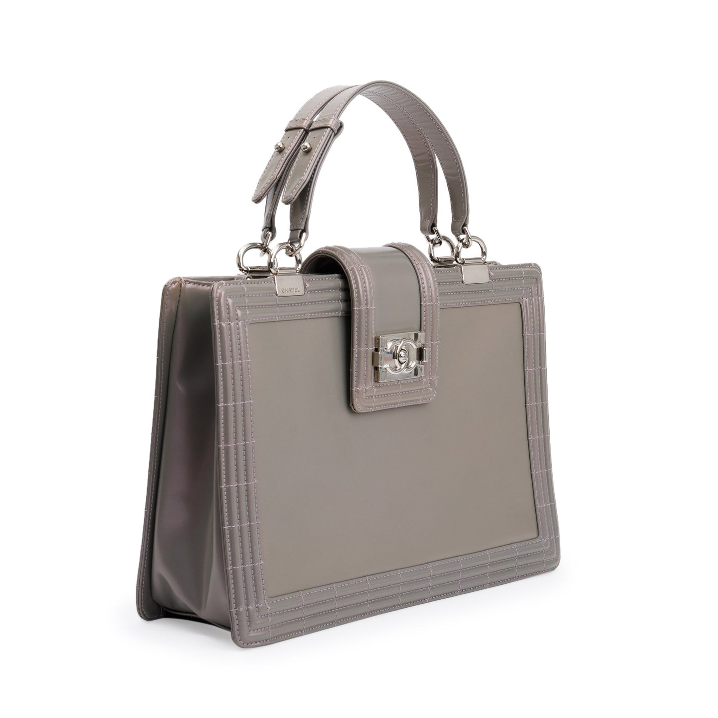 Chanel Iridescent Patent Leather Reverso Boy Shopping Tote