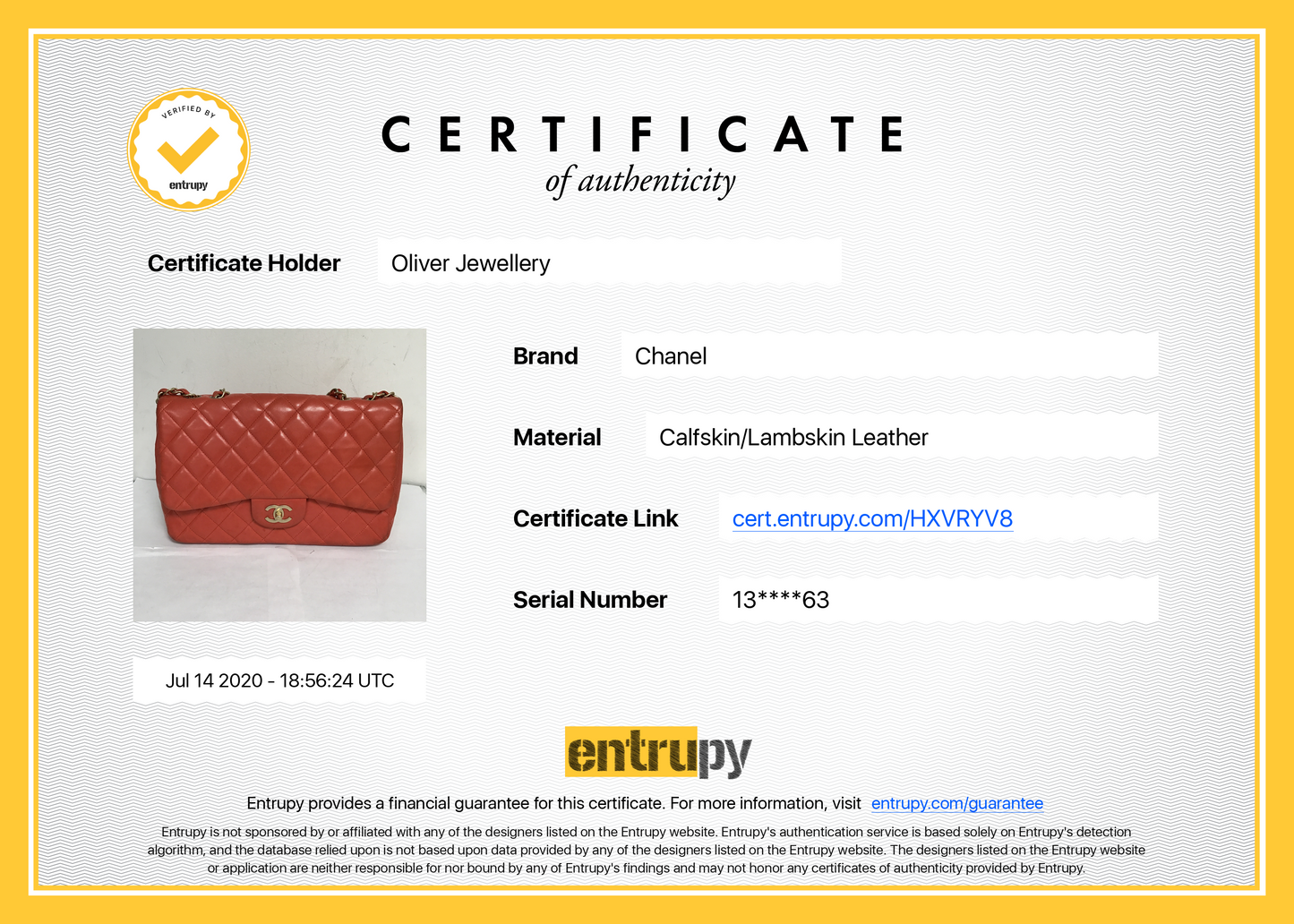Chanel Lambskin Classic Jumbo Single Flap Bag