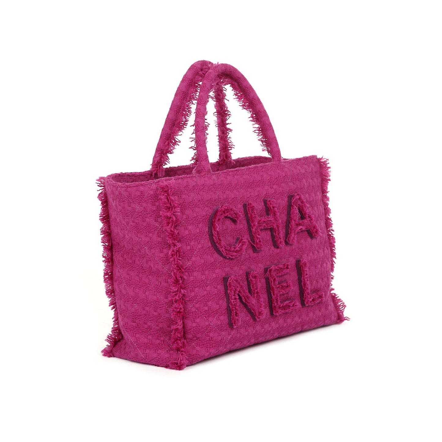 Chanel Large Giant Logo Tweed Shopping Tote