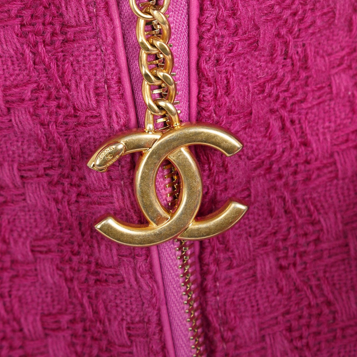 Chanel Large Giant Logo Tweed Shopping Tote