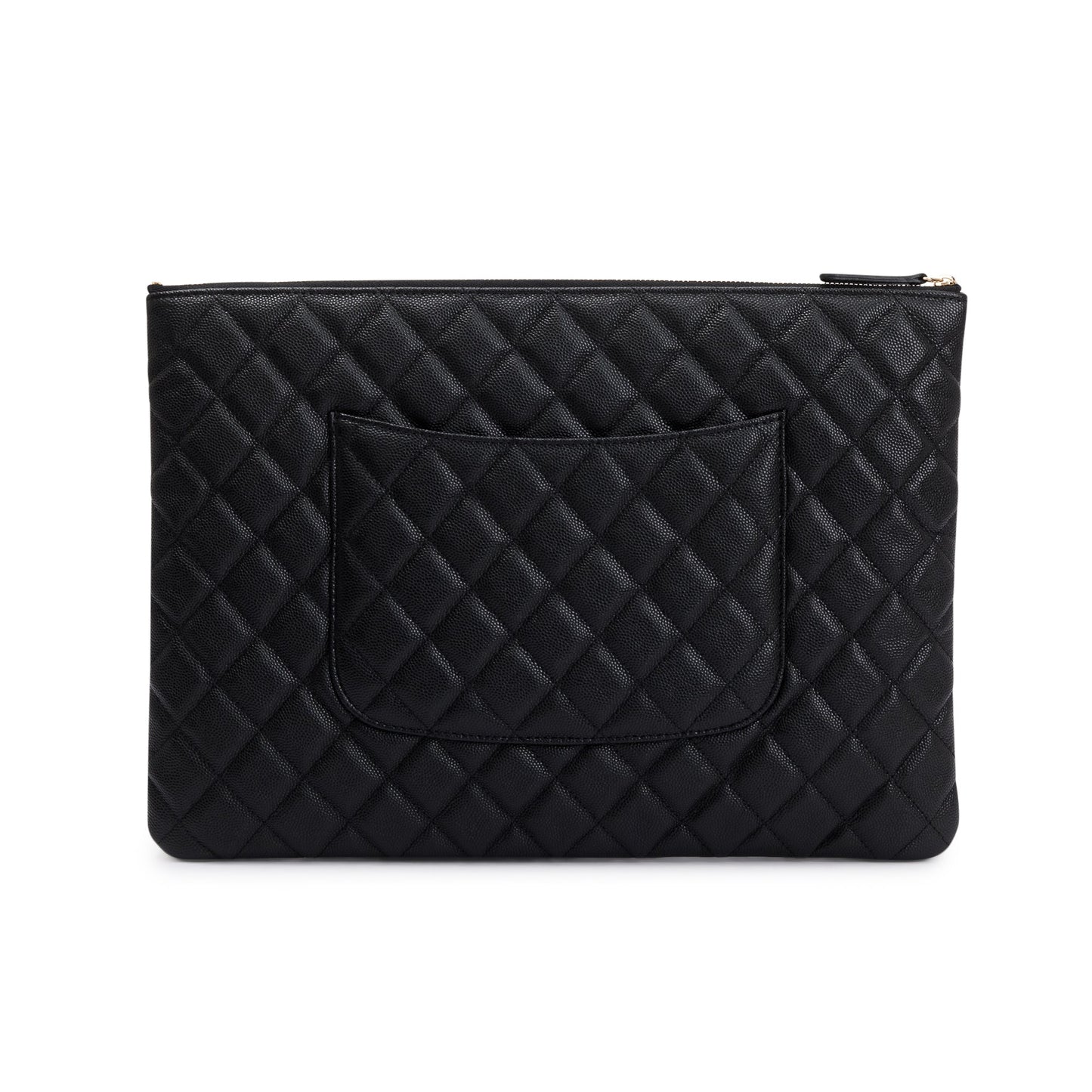 Chanel Large Quilted Caviar Leather O-Case Clutch