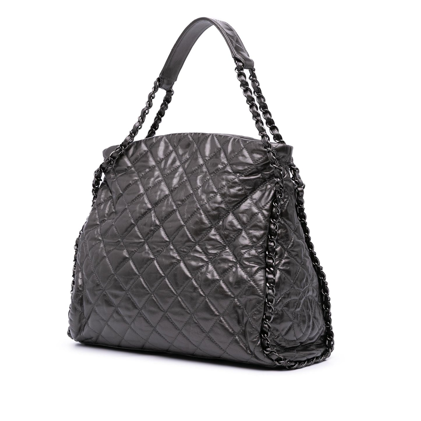 Chanel Large Quilted Metallic Calfskin Chain Me Hobo