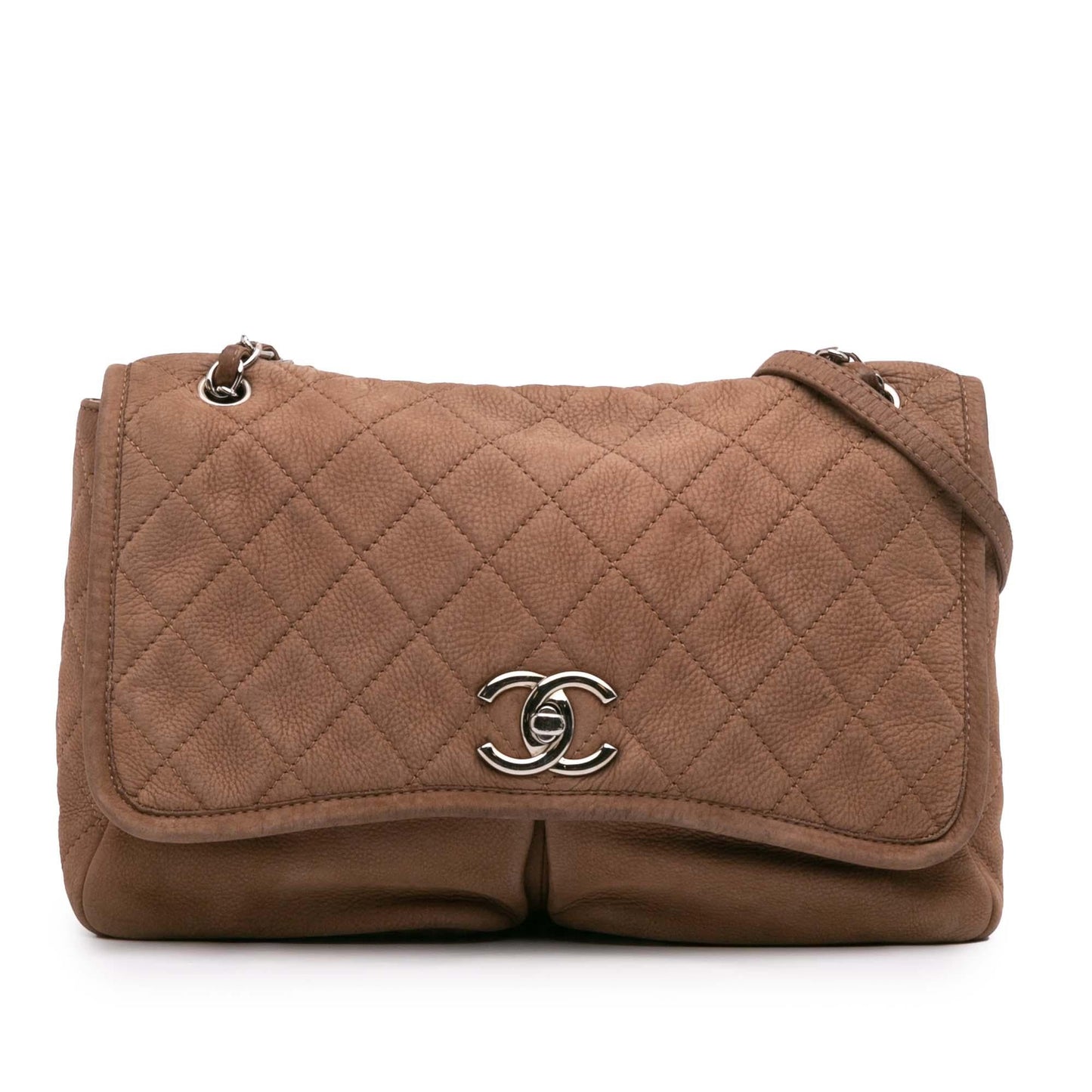 Chanel Large Quilted Nubuck Natural Beauty Split Pocket Flap