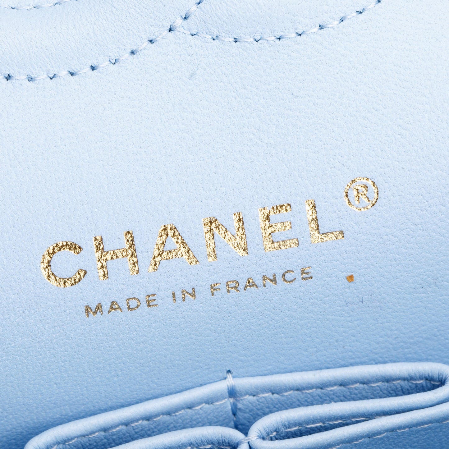 Chanel Light Blue Quilted Caviar Leather Classic Medium Double Flap Bag