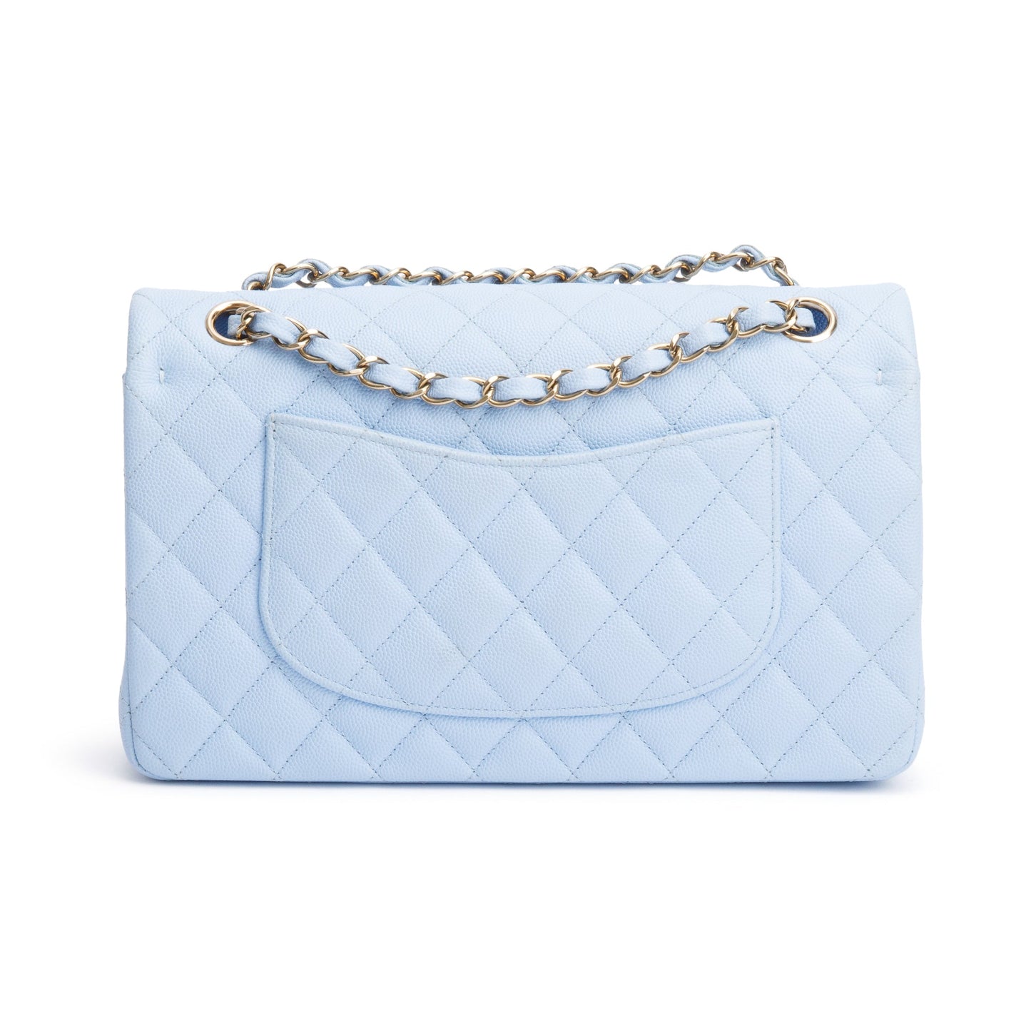 Chanel Light Blue Quilted Caviar Leather Classic Medium Double Flap Bag