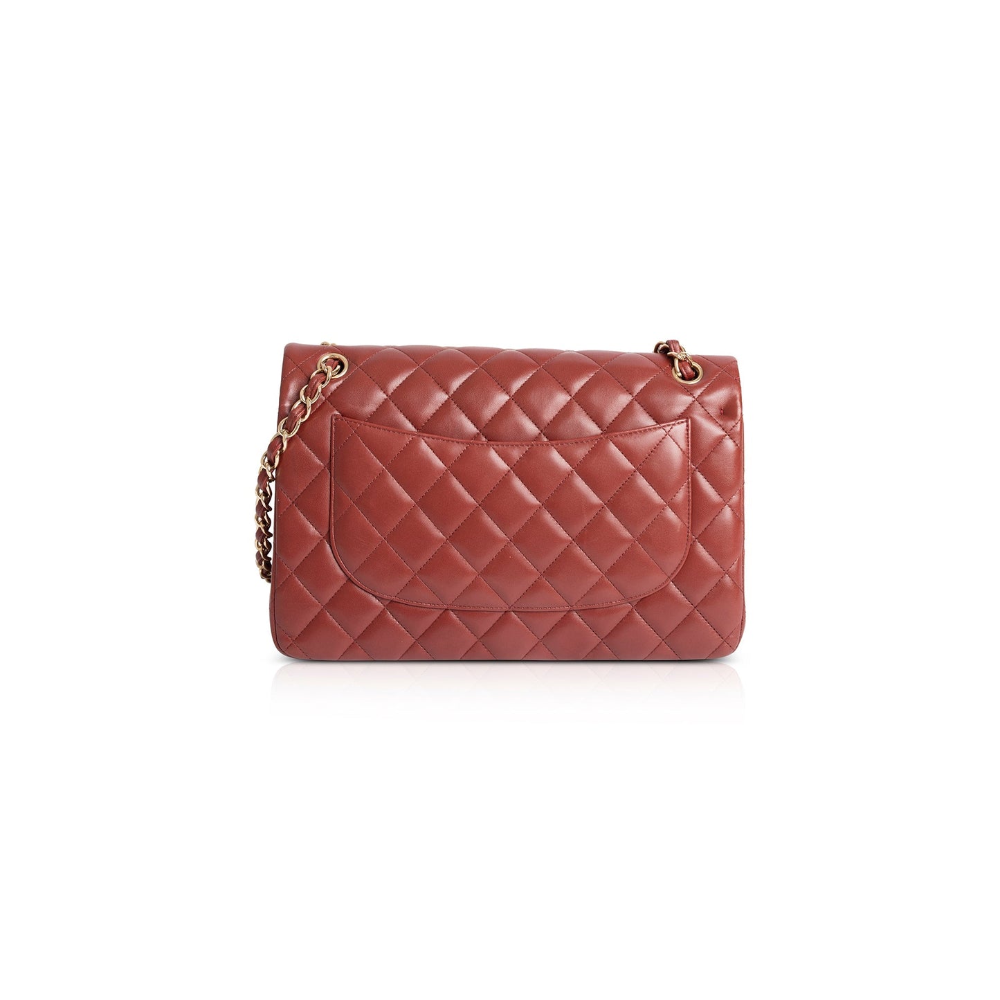 Chanel Maroon Lambskin Classic Jumbo Double Flap Bag