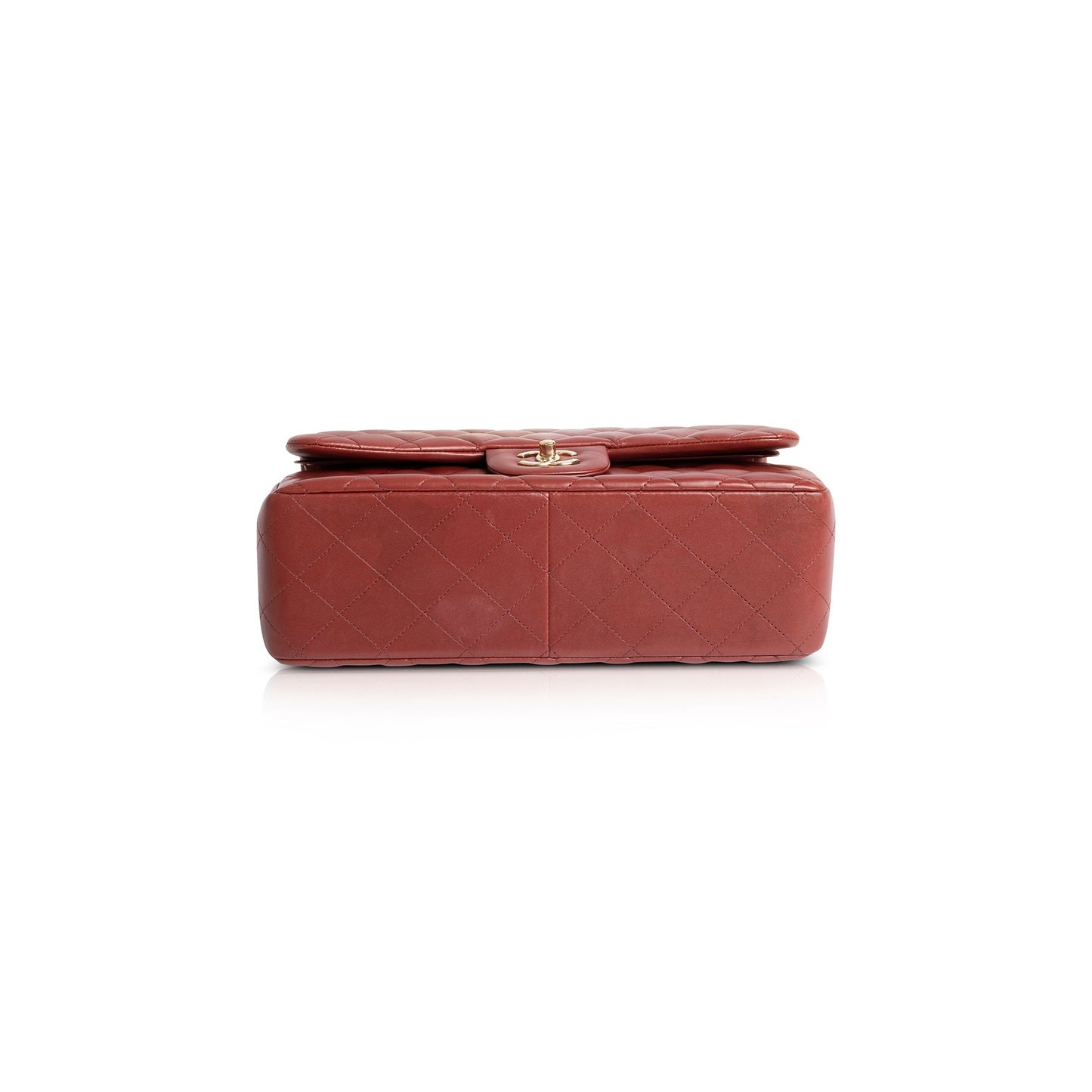 Chanel Maroon Lambskin Classic Jumbo Double Flap Bag