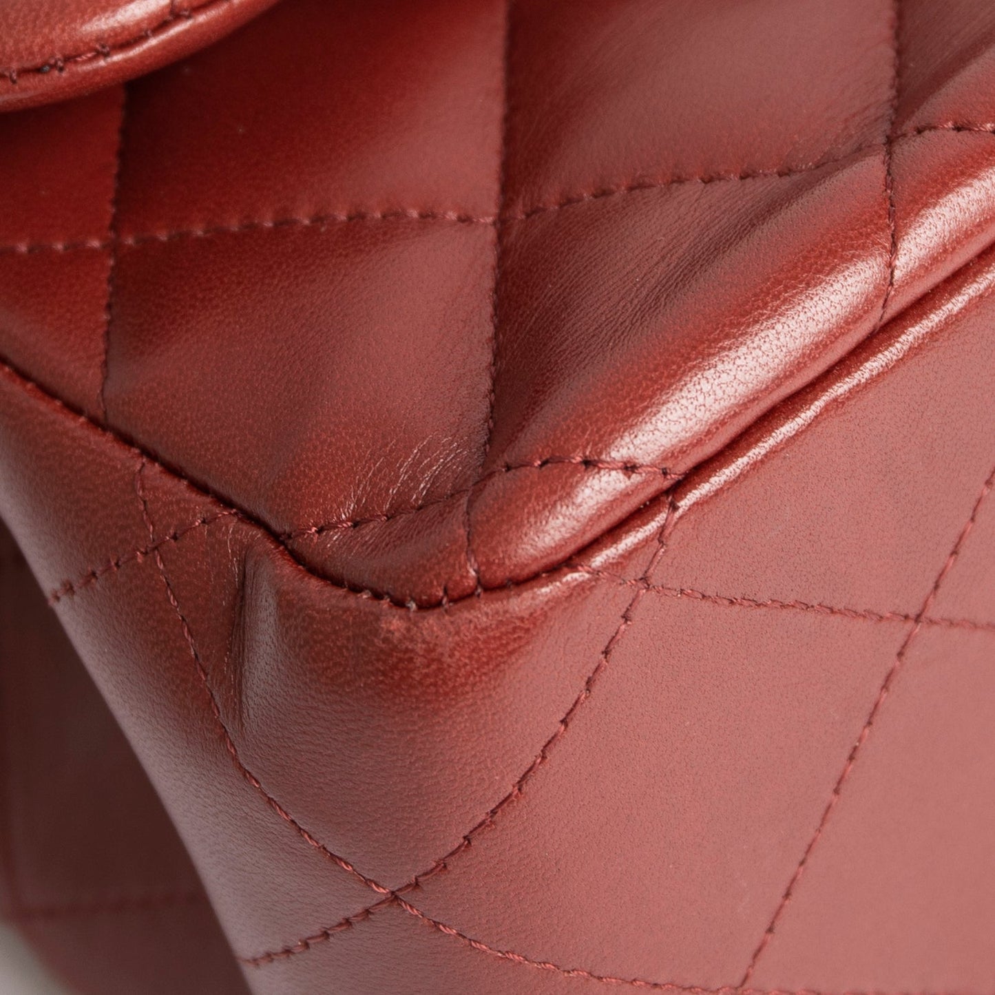 Chanel Maroon Lambskin Classic Jumbo Double Flap Bag