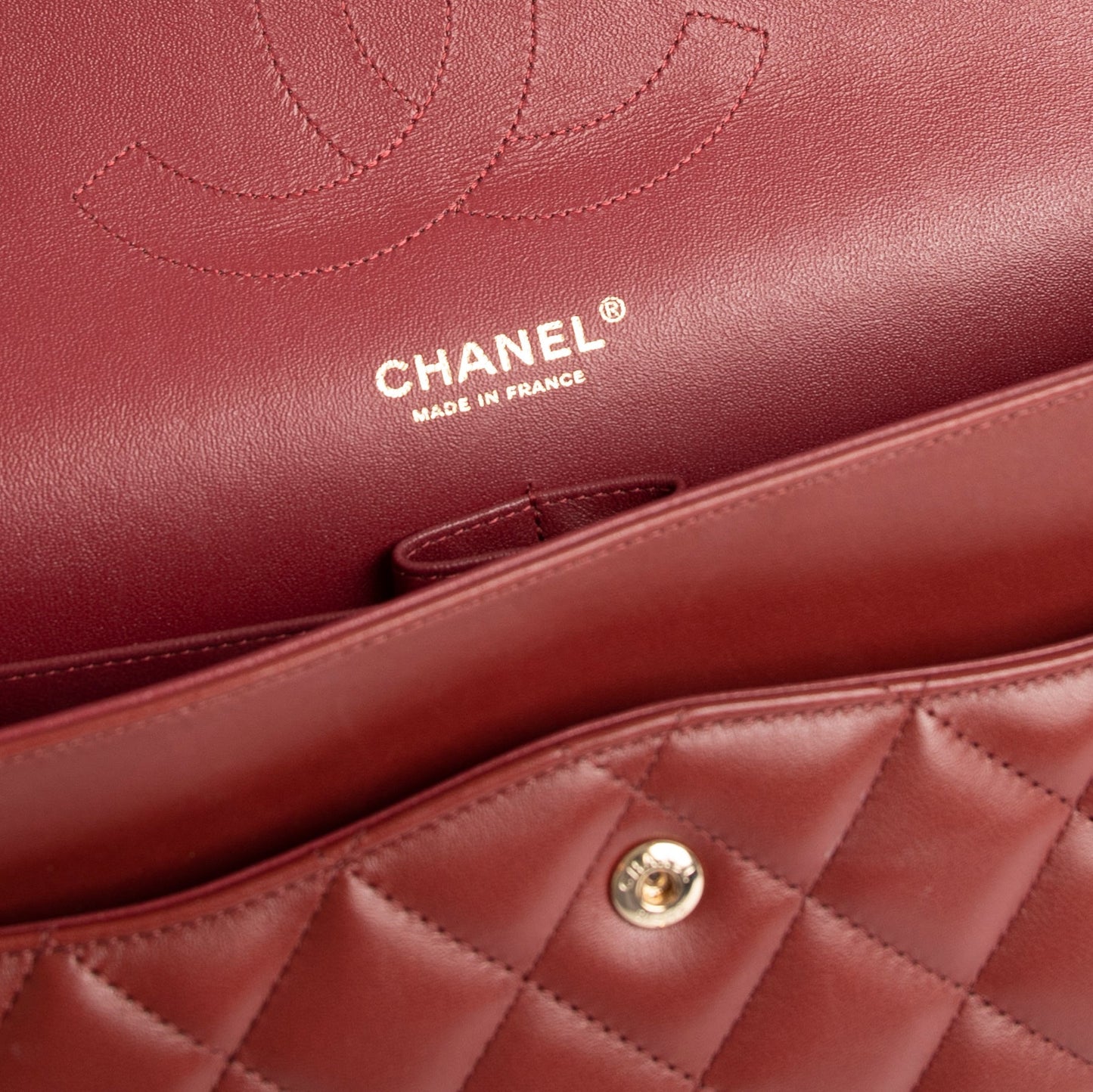 Chanel Maroon Lambskin Classic Jumbo Double Flap Bag