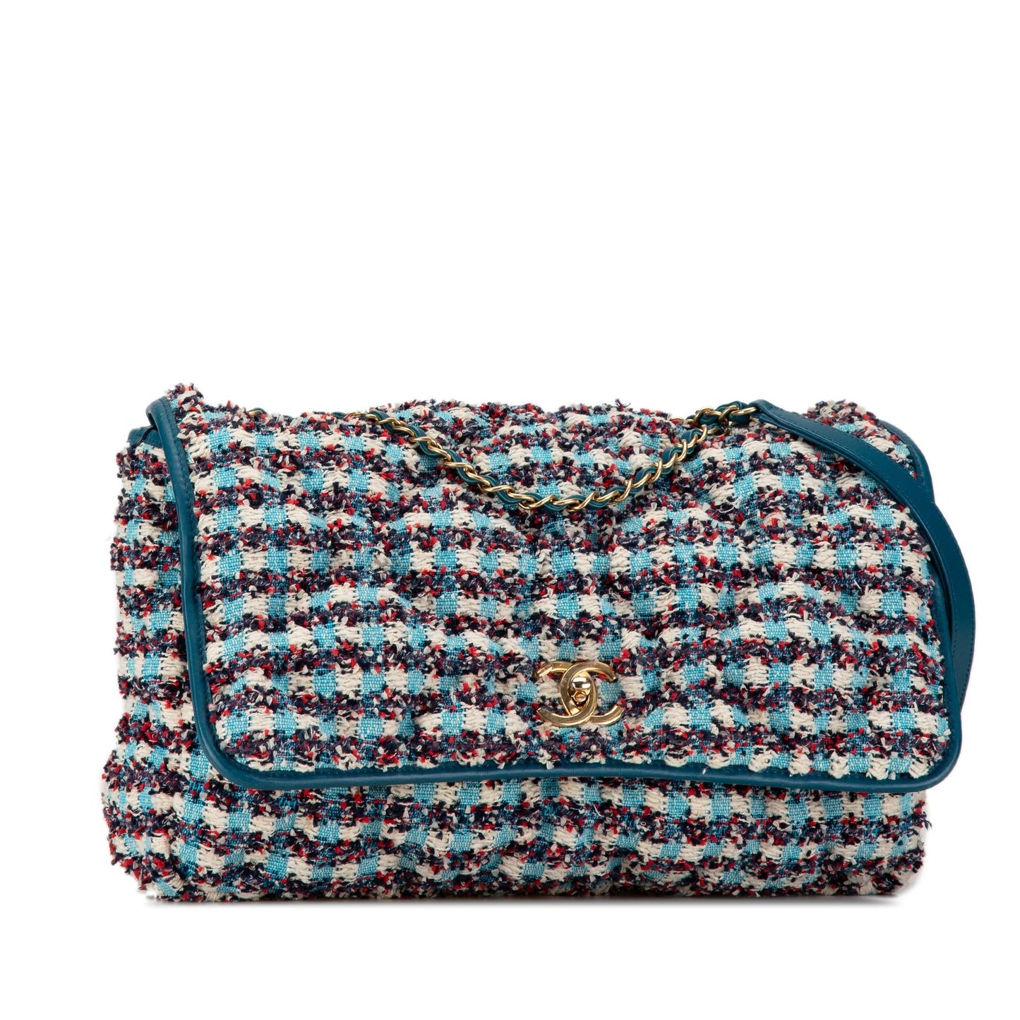 Chanel Maxi Tweed Chesterfield Single Flap (SHG-t8PRWy)