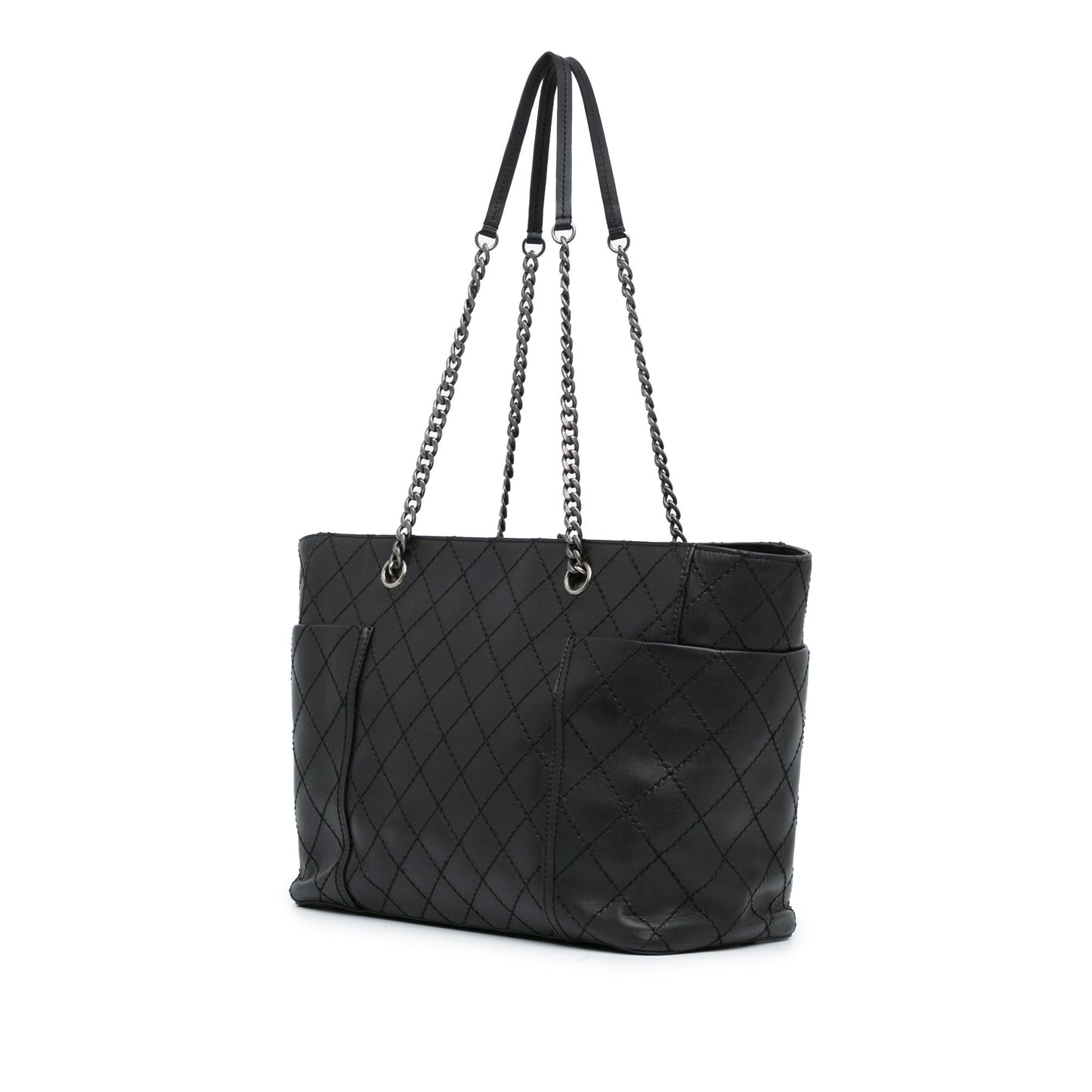 Chanel Medium CC Stitched Calfskin Pocket Zipped Chain Tote (SHG-S5VWBc)