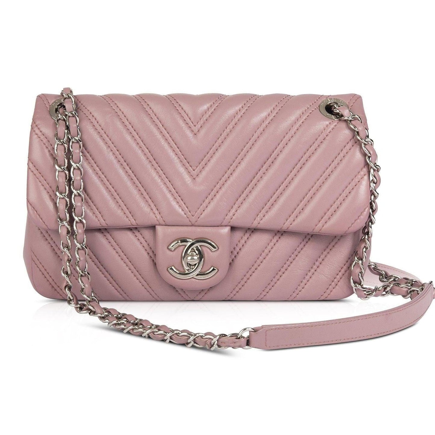 Chanel Medium Chevron Double Stitch Single Flap Bag
