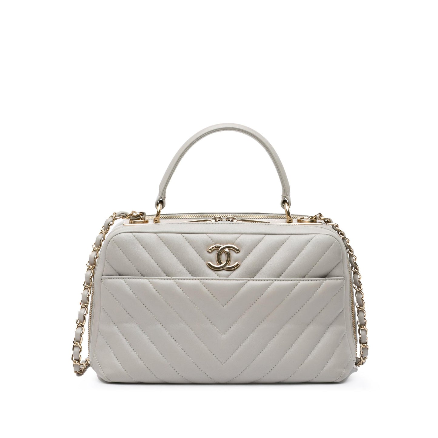 Chanel Medium Chevron Lambskin Trendy CC Bowling Bag