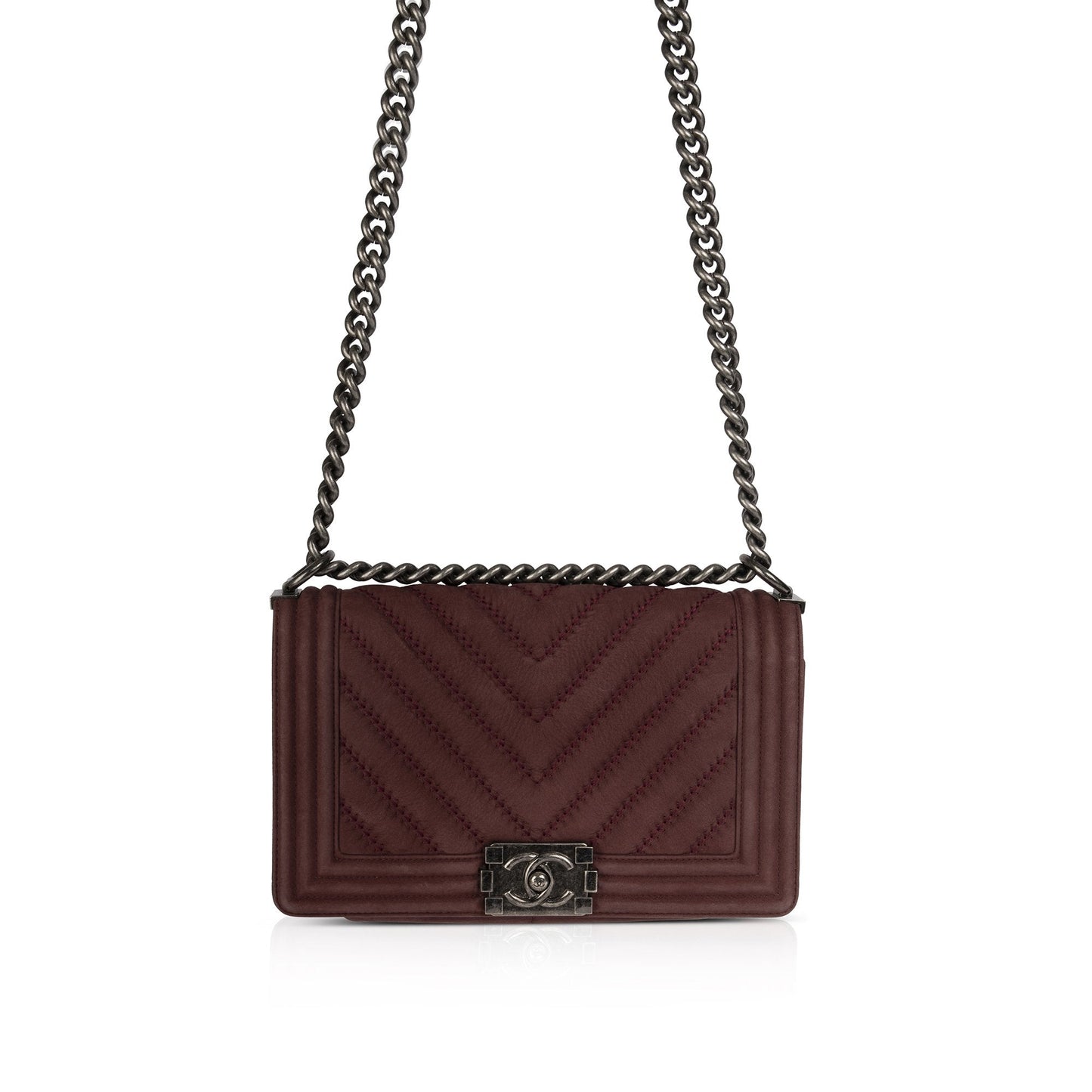 Chanel Medium Chevron Nubuck Boy Bag