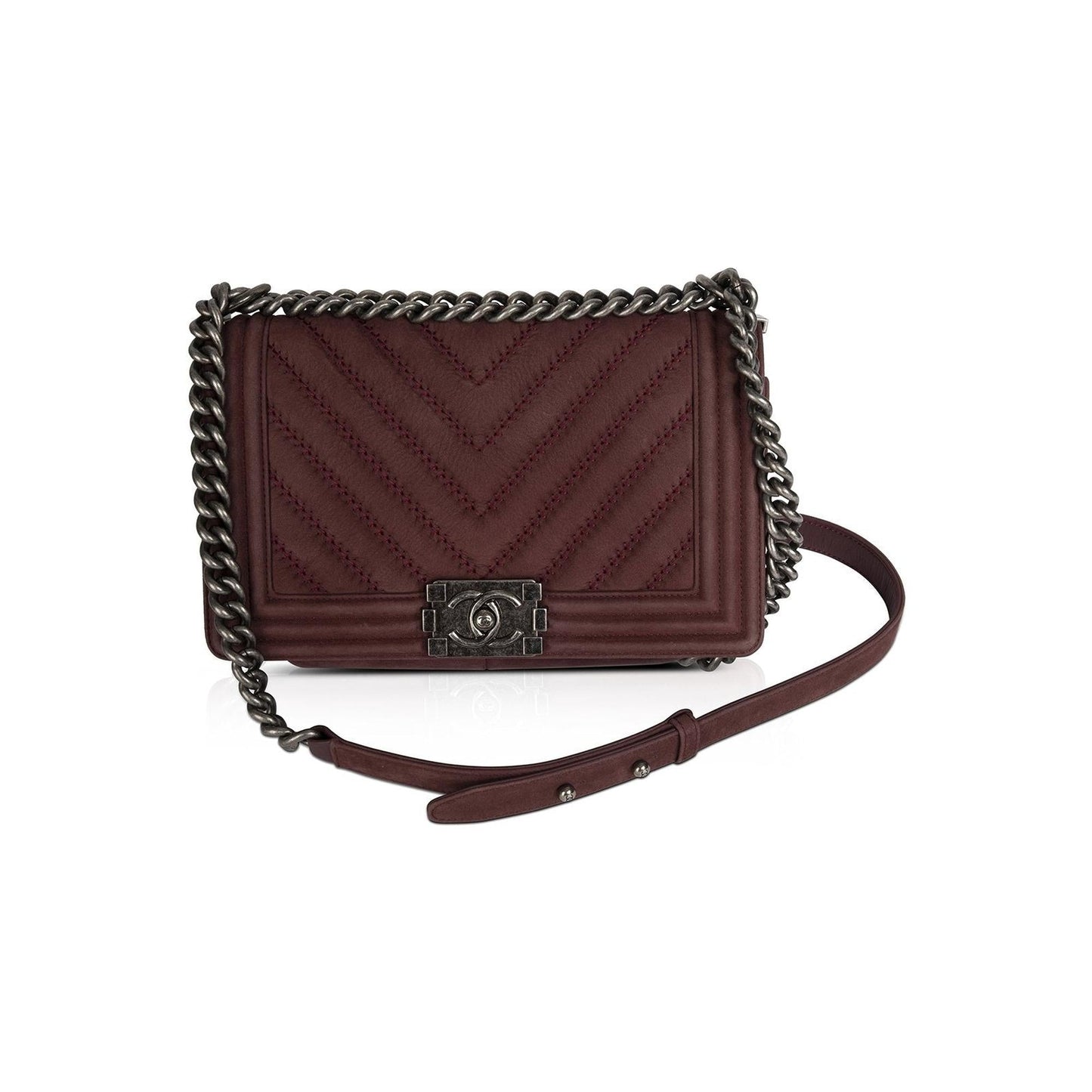 Chanel Medium Chevron Nubuck Boy Bag