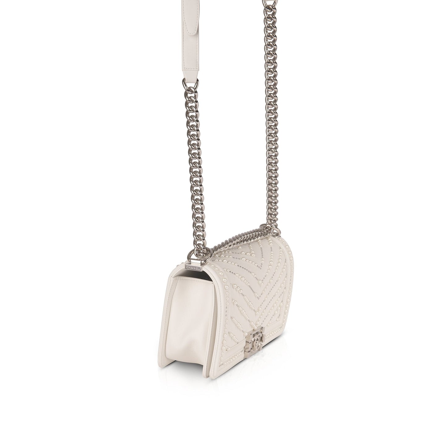 Chanel Medium Chevron Pearl Boy Bag