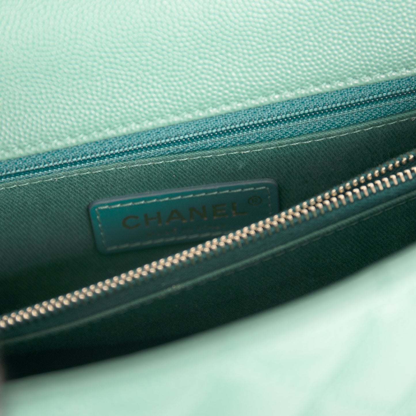 Chanel Medium Green Caviar Coco Handle Bag
