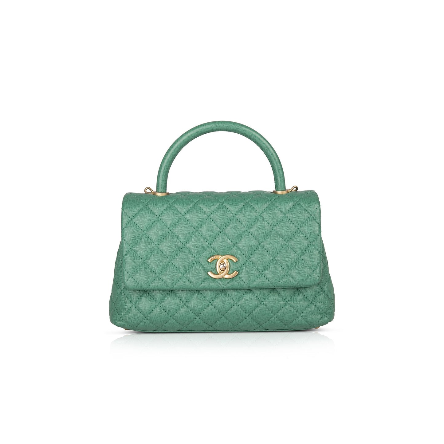 Chanel Medium Green Caviar Coco Handle Bag