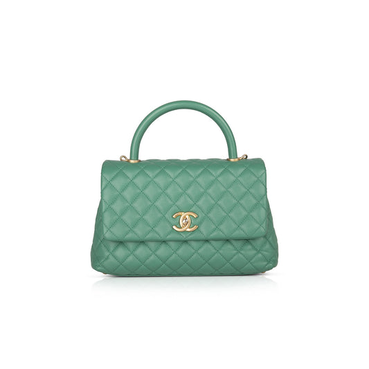 Chanel Medium Green Caviar Coco Handle Bag