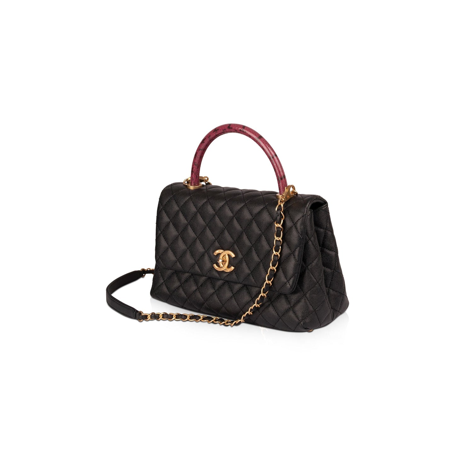Chanel Medium Python-Trimmed Coco Handle Bag