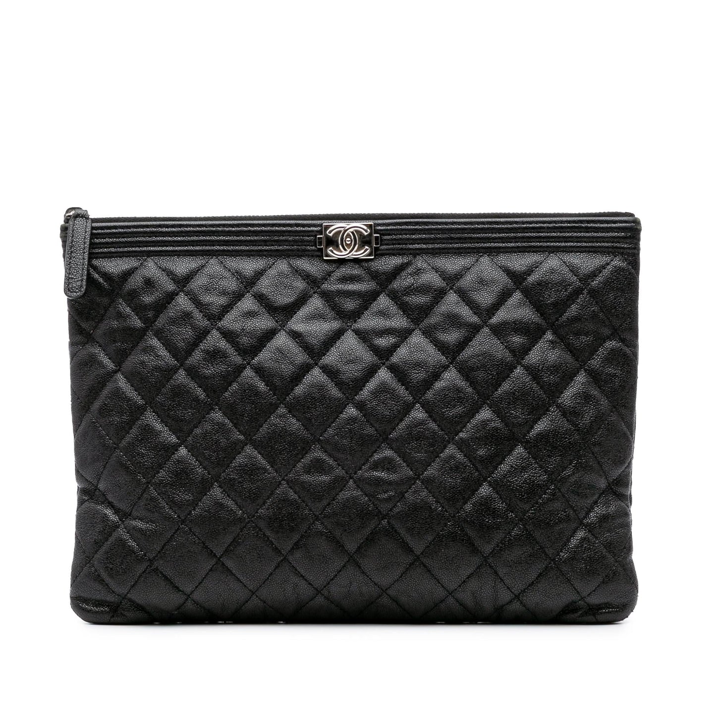 Chanel Medium Quilted Caviar Boy O Case Clutch