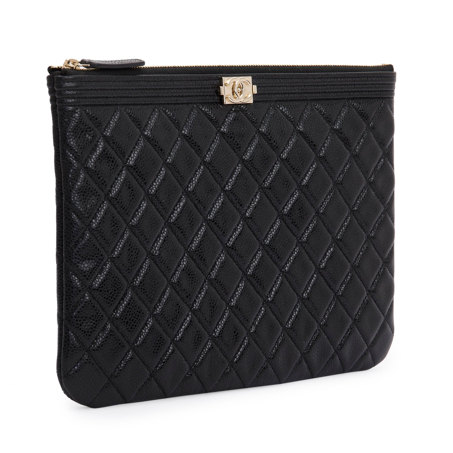 Chanel Medium Quilted Caviar Leather Boy O-Case Clutch