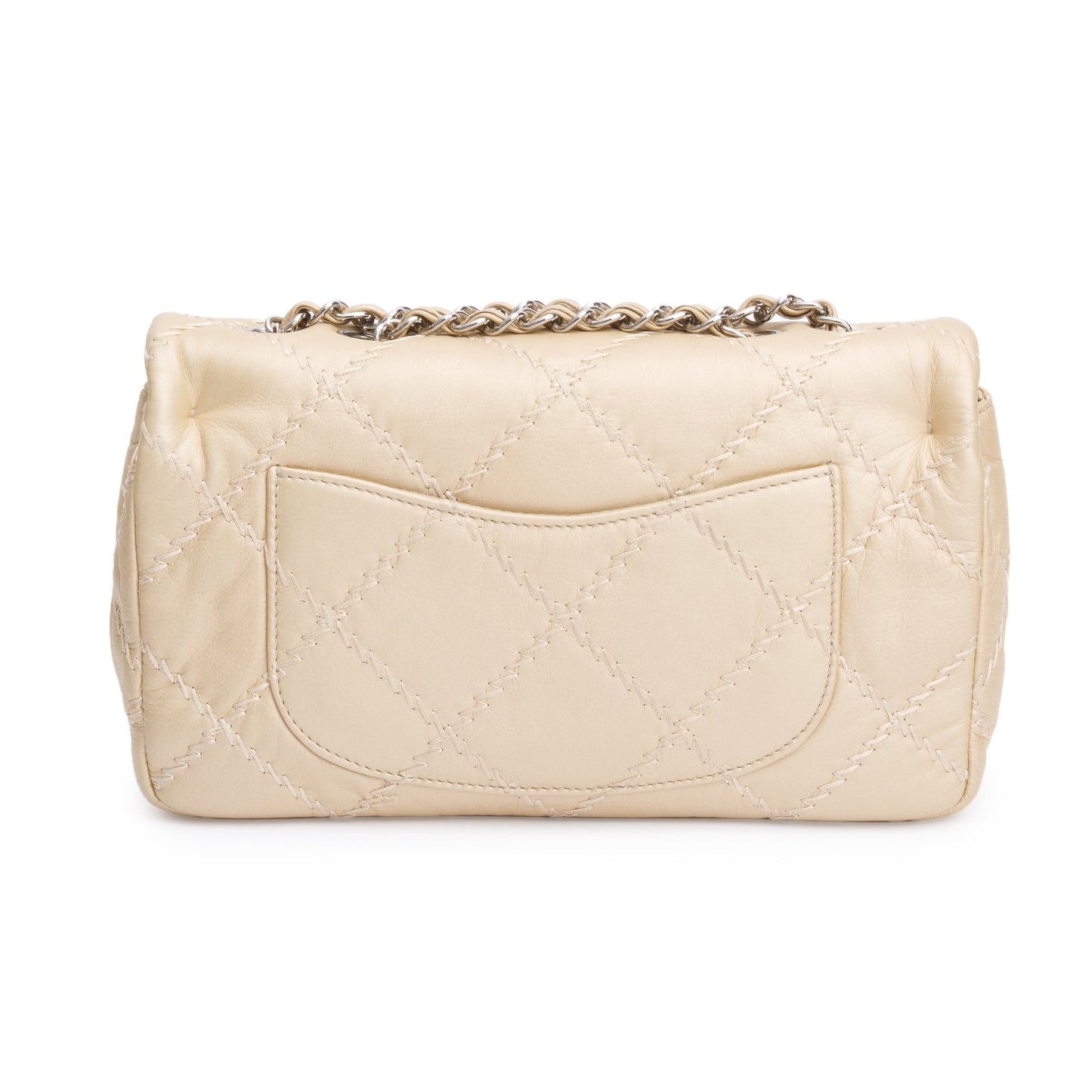 Chanel Metallic Beige Ultimate Stitch Calfskin Leather Flap Bag