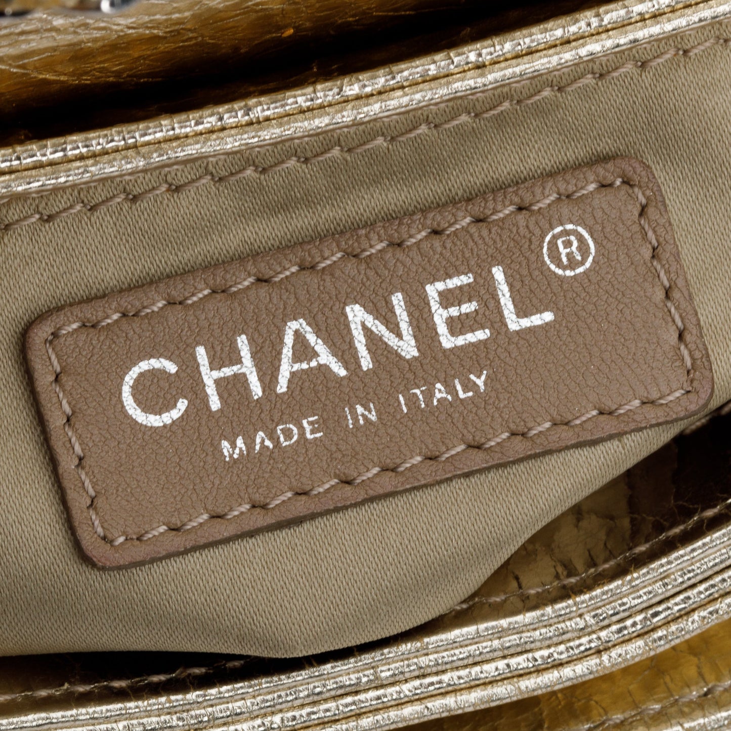 Chanel Metallic Gold Calfskin Leather Small Clams Pocket Flap Bag